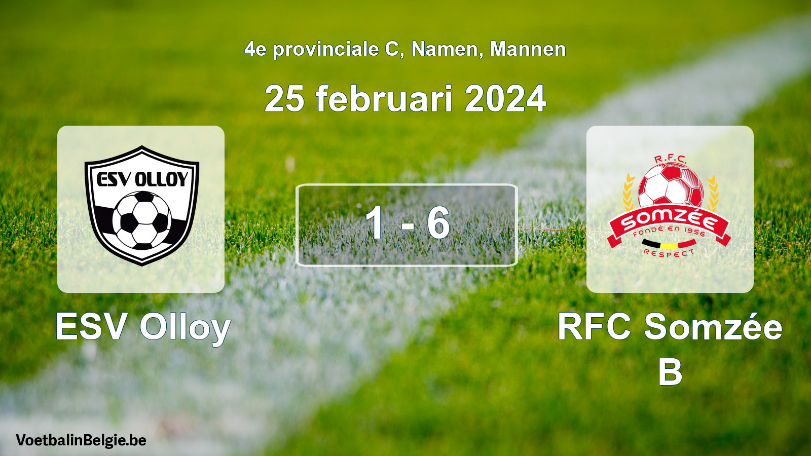 Gespeelde wedstrijd mannenvoetbal: ESV Olloy - RFC Somzée B 1 - 6 (25 februari 2024)