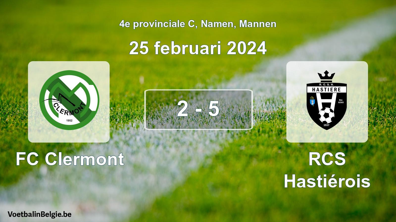 Gespeelde wedstrijd mannenvoetbal: FC Clermont - RCS Hastiérois 2 - 5 (25 februari 2024)