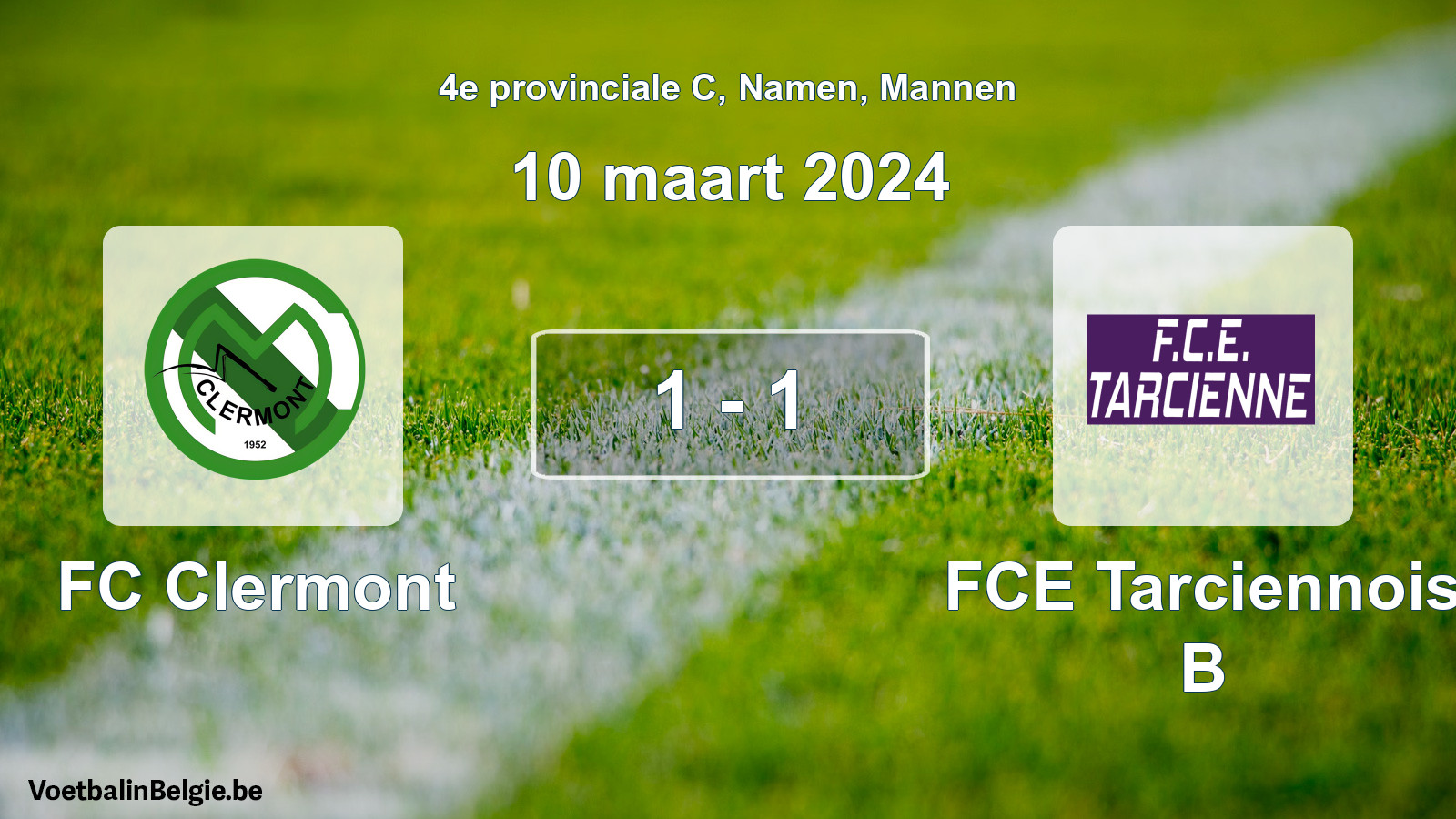 Gespeelde wedstrijd mannenvoetbal: FC Clermont - FCE Tarciennois B 1 - 1 (10 maart 2024)