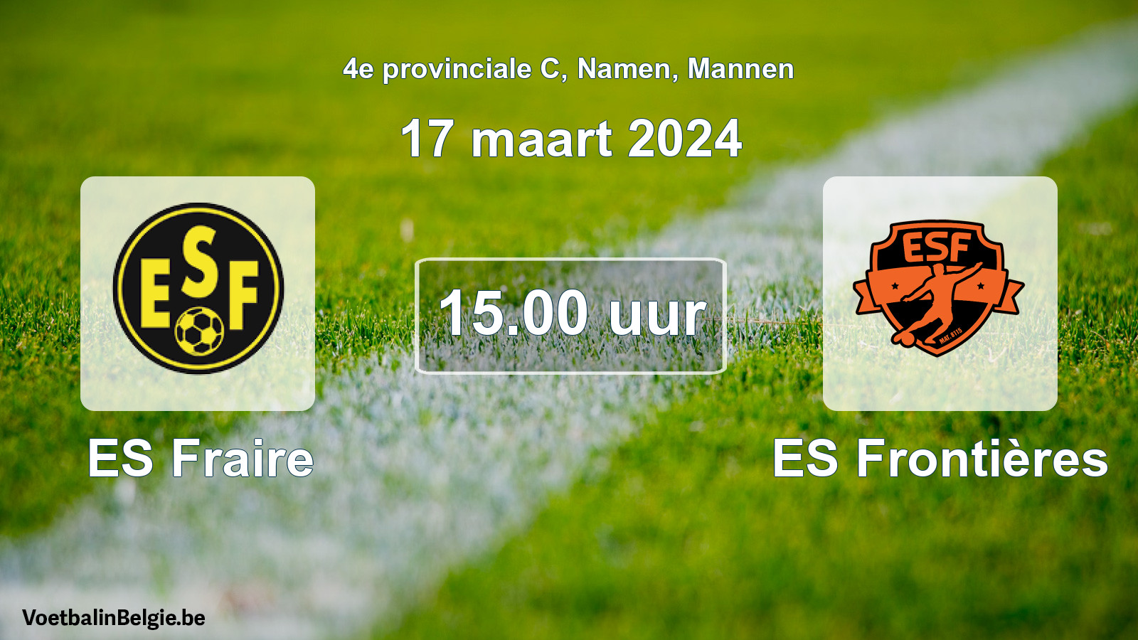 Geplande wedstrijd mannenvoetbal: ES Fraire - ES Frontières (17 maart 2024)