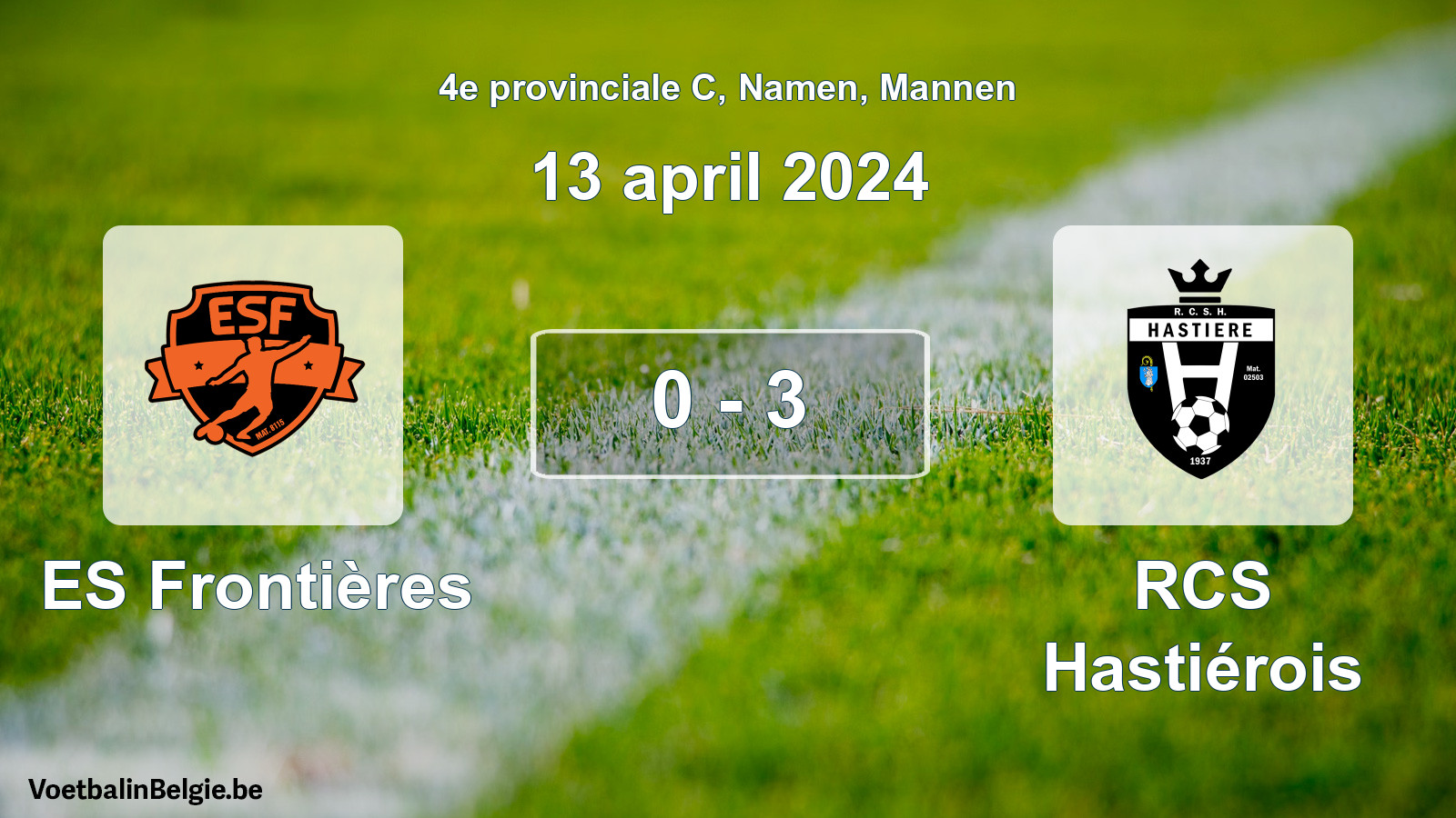 Played match men football: ES Frontières - RCS Hastiérois 0 - 3 (13 April 2024)