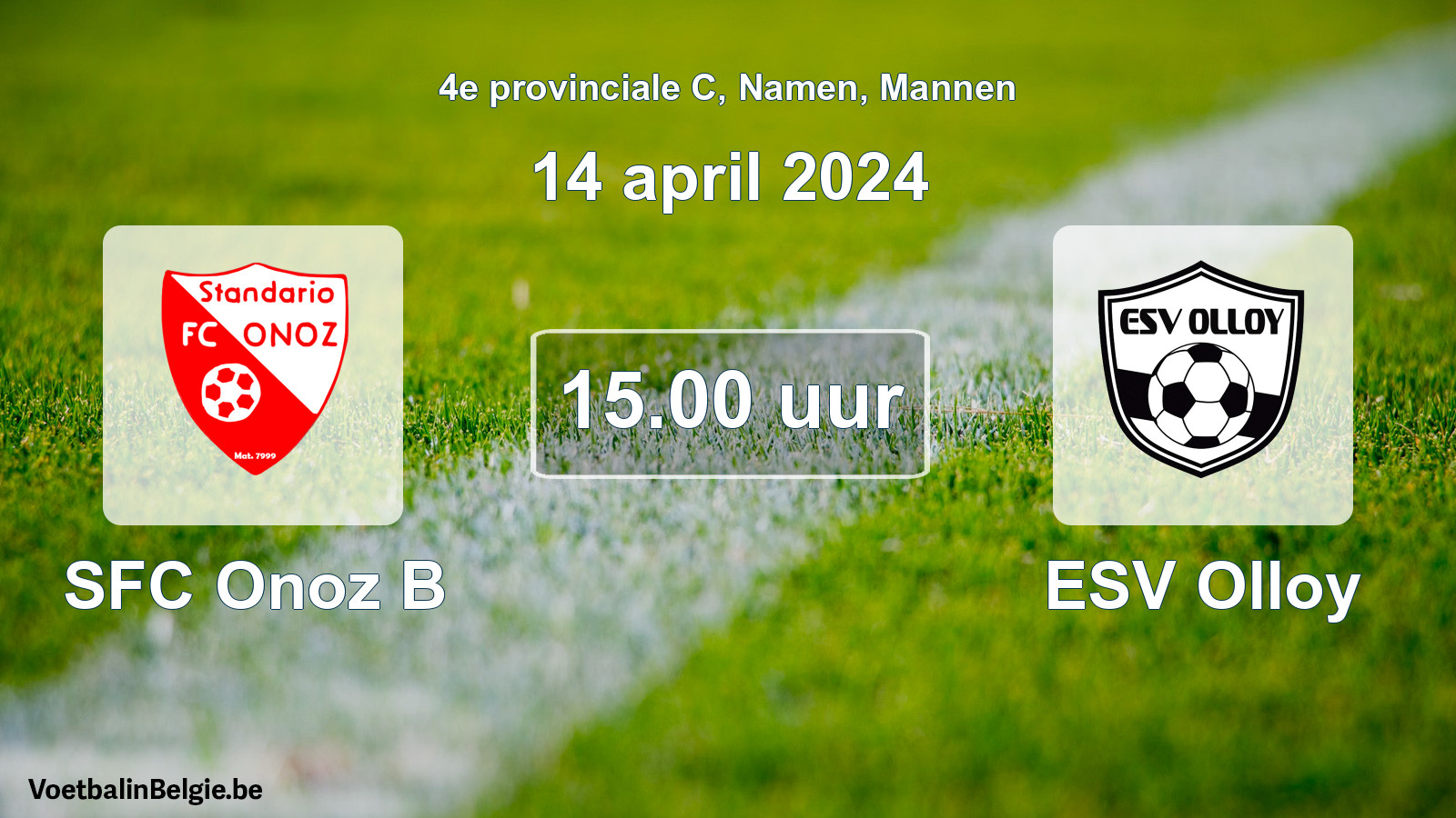 Geplande wedstrijd mannenvoetbal: SFC Onoz B - ESV Olloy (14 april 2024)