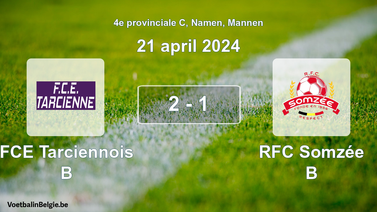 Gespeelde wedstrijd mannenvoetbal: FCE Tarciennois B - RFC Somzée B 2 - 1 (21 april 2024)