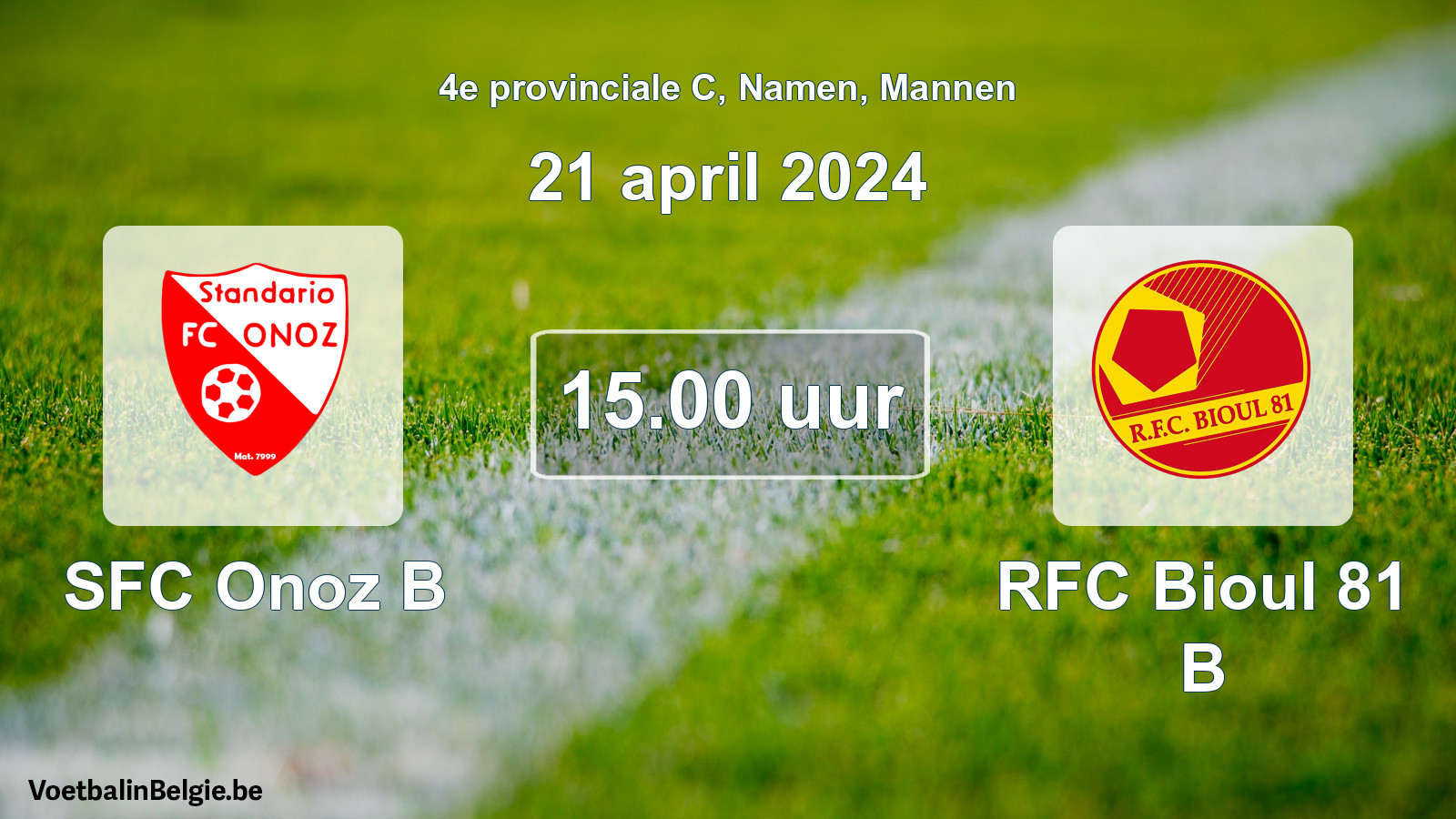 Geplantes Spiel männer-Fußball: SFC Onoz B - RFC Bioul 81 B (21 April 2024)