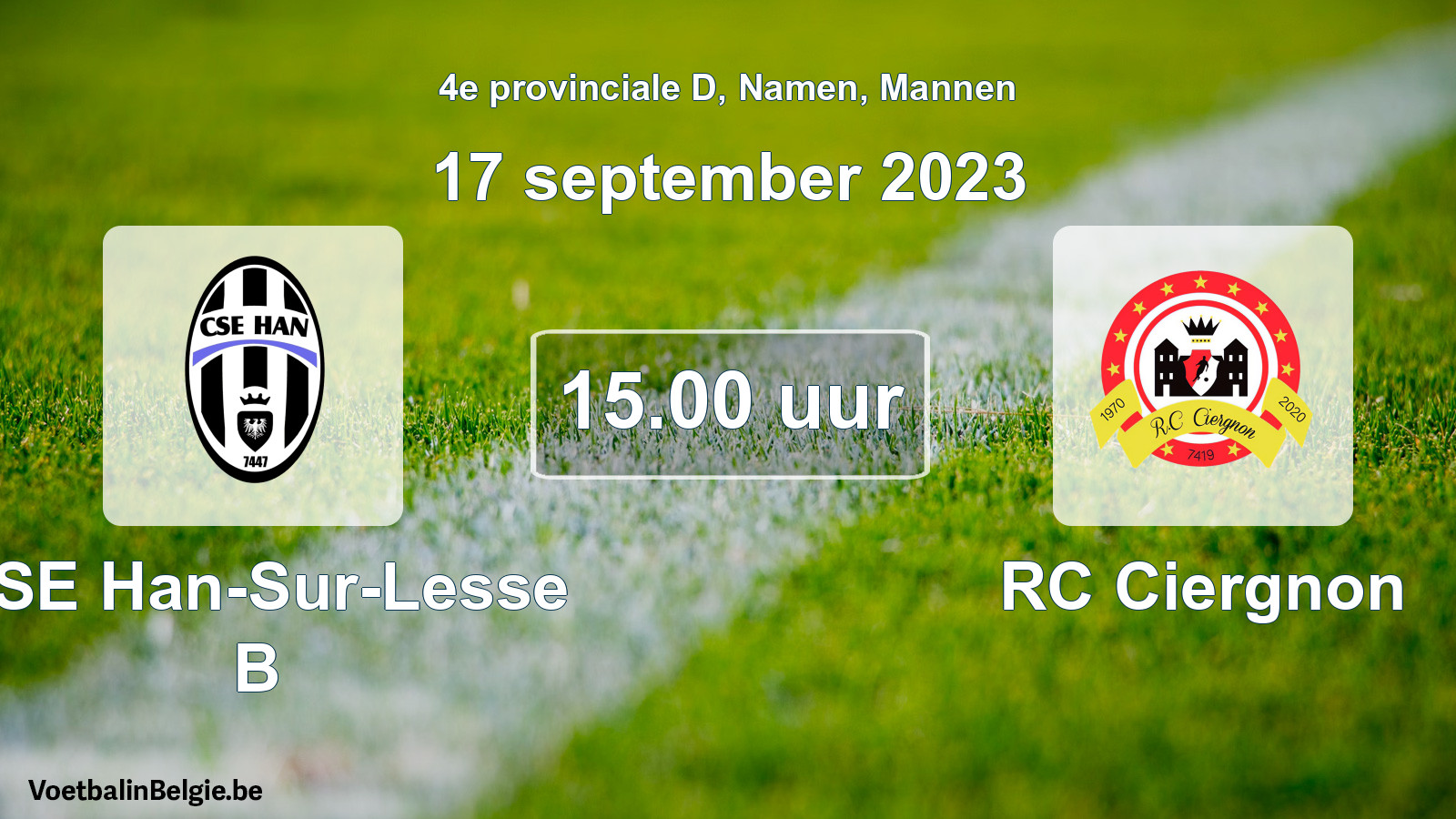 Geplantes Spiel männer-Fußball: CSE Han-Sur-Lesse B - RC Ciergnon (17 September 2023)
