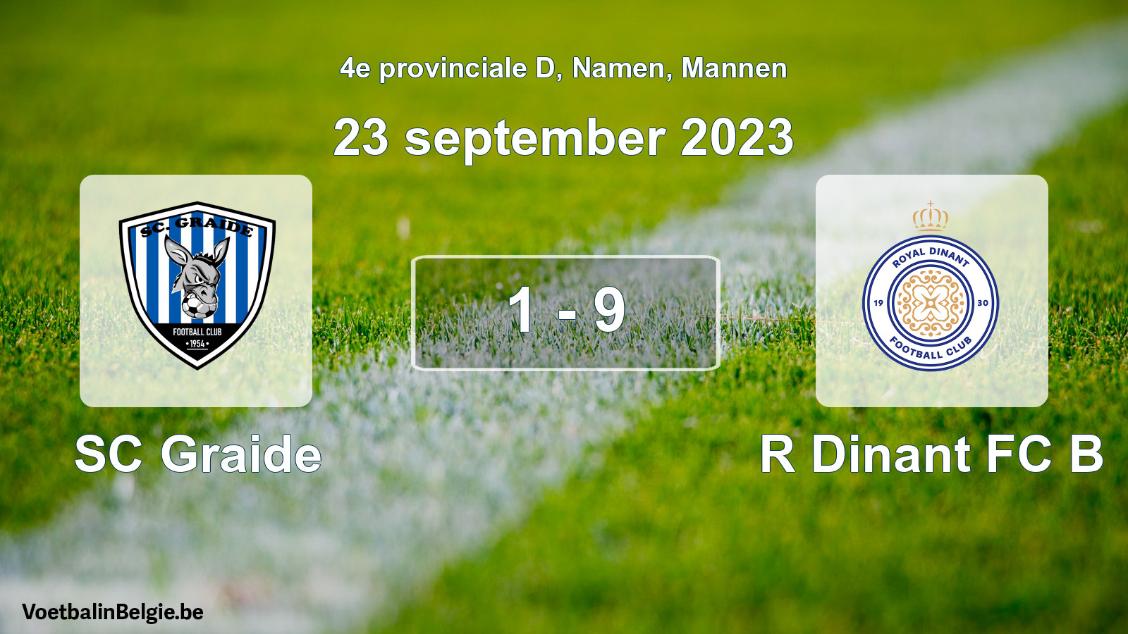 Gespeelde wedstrijd mannenvoetbal: SC Graide - R Dinant FC B 1 - 9 (23 september 2023)