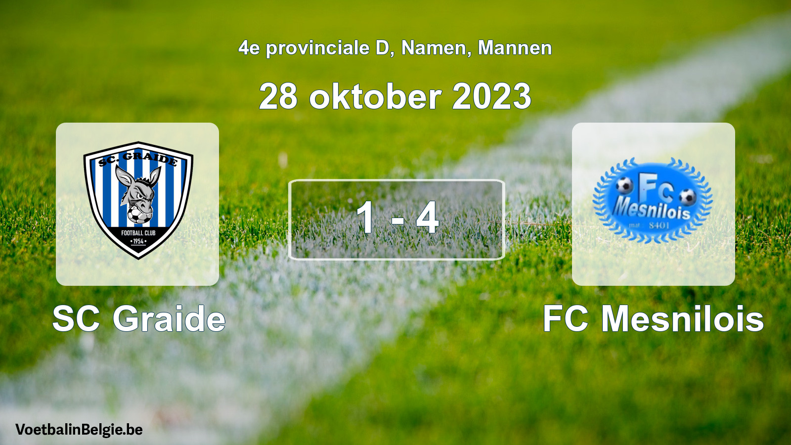 Gespeelde wedstrijd mannenvoetbal: SC Graide - FC Mesnilois 1 - 4 (28 oktober 2023)