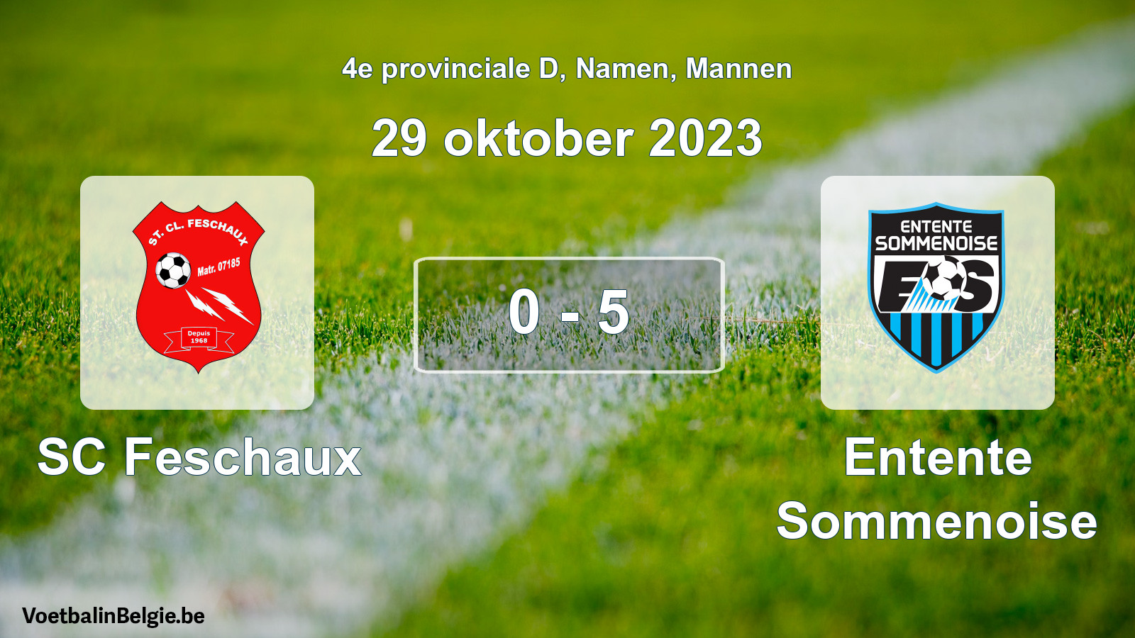 Gespeelde wedstrijd mannenvoetbal: SC Feschaux - Entente Sommenoise 0 - 5 (29 oktober 2023)