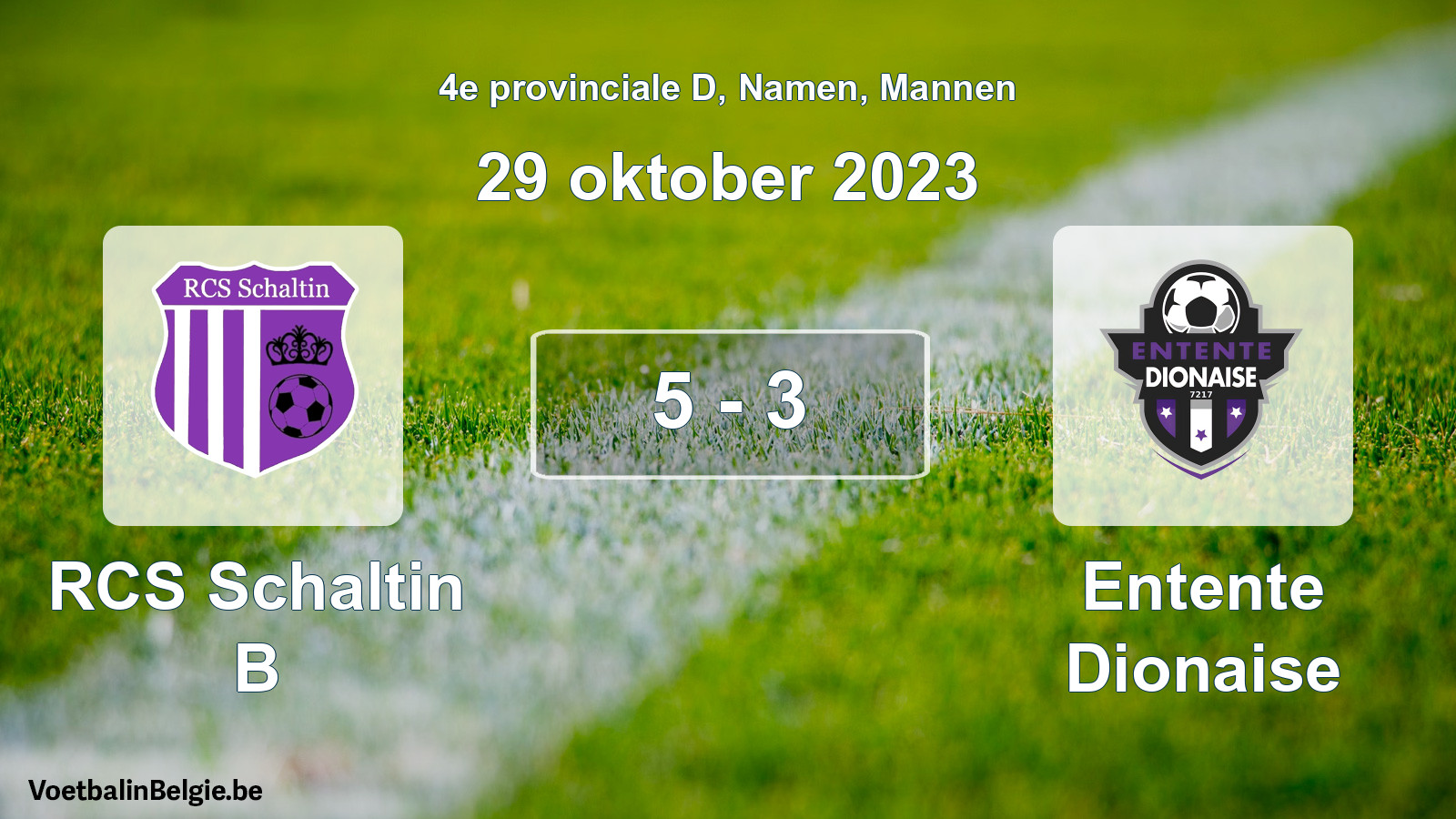 Gespeelde wedstrijd mannenvoetbal: RCS Schaltin B - Entente Dionaise 5 - 3 (29 oktober 2023)