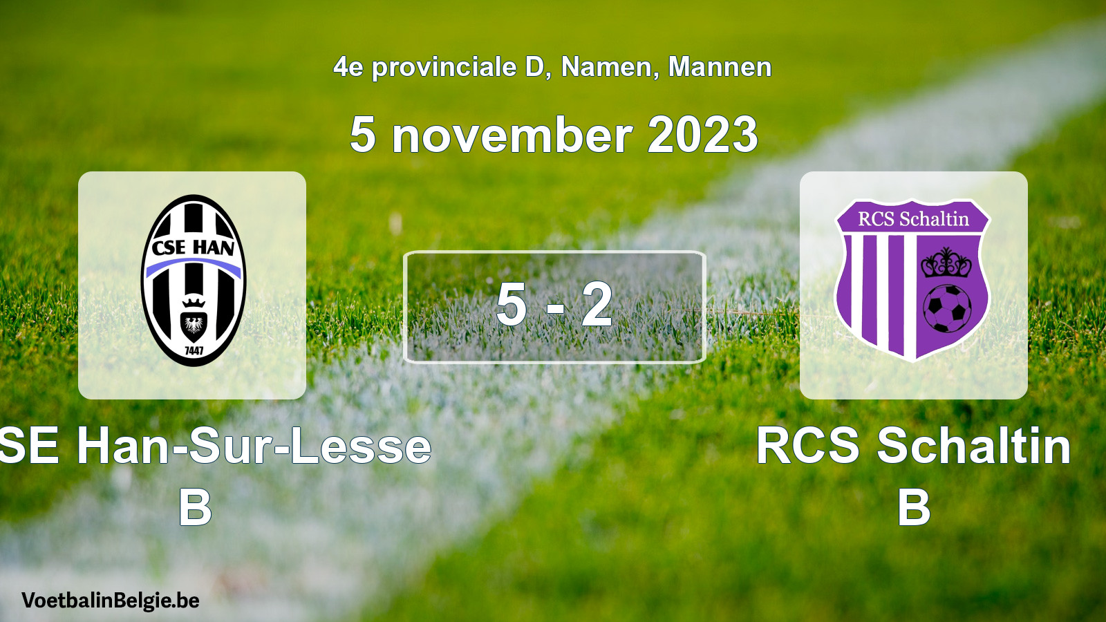 Gespeelde wedstrijd mannenvoetbal: CSE Han-Sur-Lesse B - RCS Schaltin B 5 - 2 (5 november 2023)