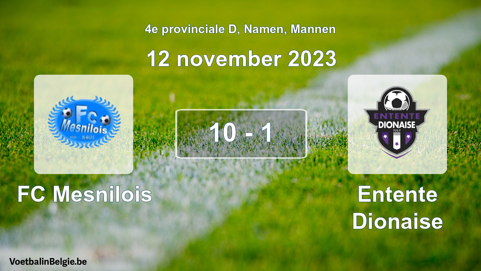 Gespeelde wedstrijd mannenvoetbal: FC Mesnilois - Entente Dionaise 10 - 1 (12 november 2023)