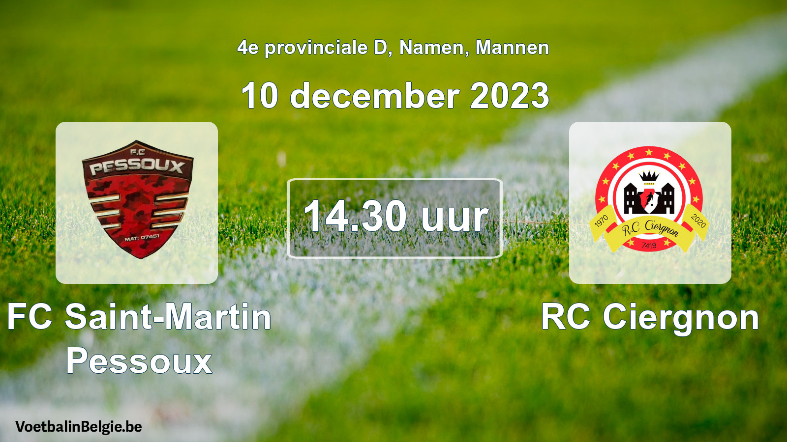 Geplande wedstrijd mannenvoetbal: FC Saint-Martin Pessoux - RC Ciergnon (10 december 2023)