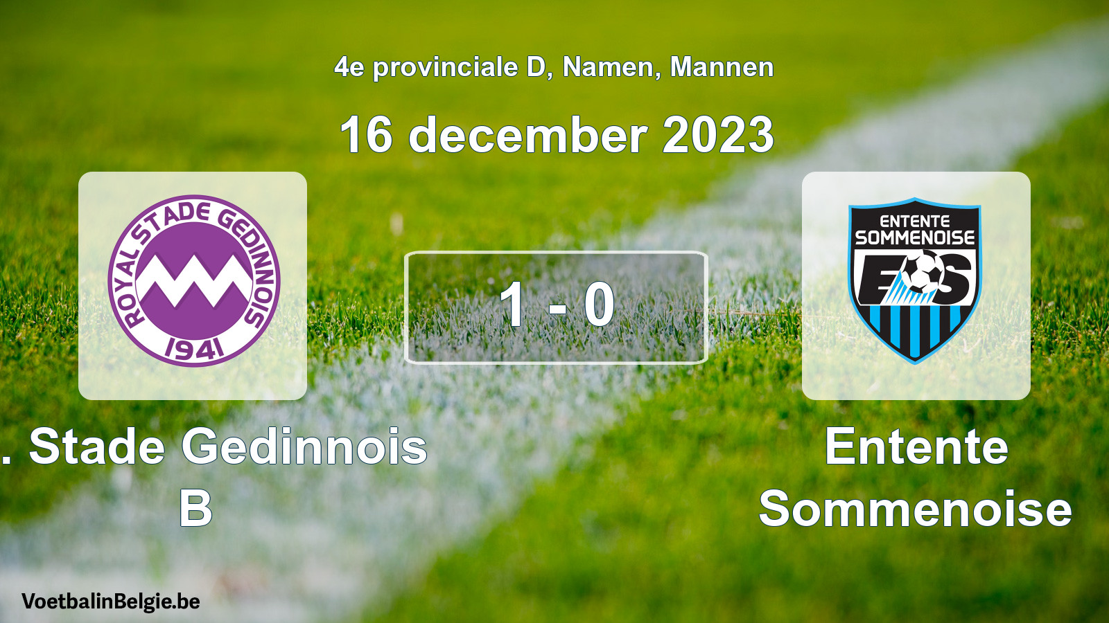 Gespeelde wedstrijd mannenvoetbal: R. Stade Gedinnois B - Entente Sommenoise 1 - 0 (16 december 2023)