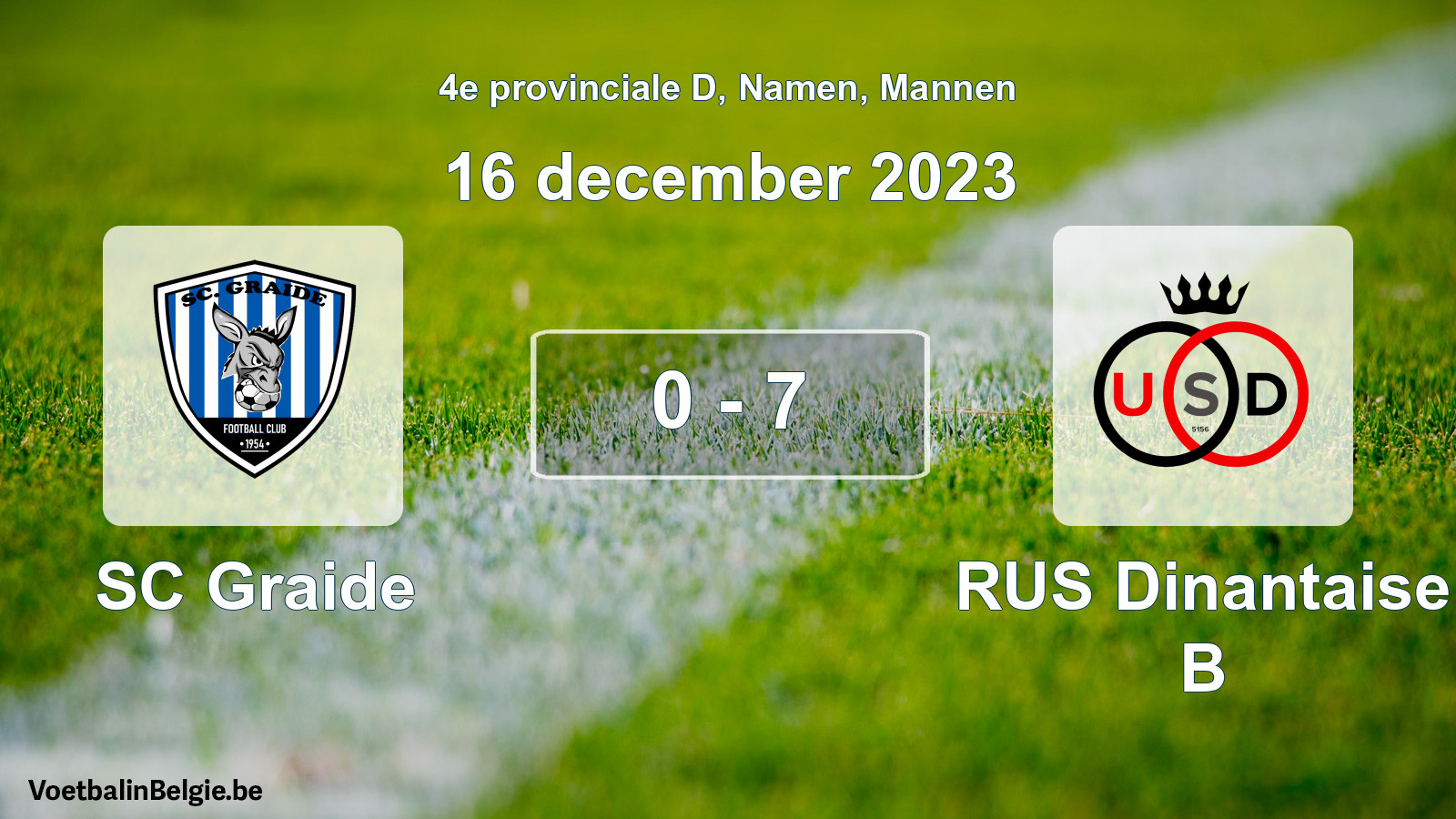 Gespeelde wedstrijd mannenvoetbal: SC Graide - RUS Dinantaise B 0 - 7 (16 december 2023)