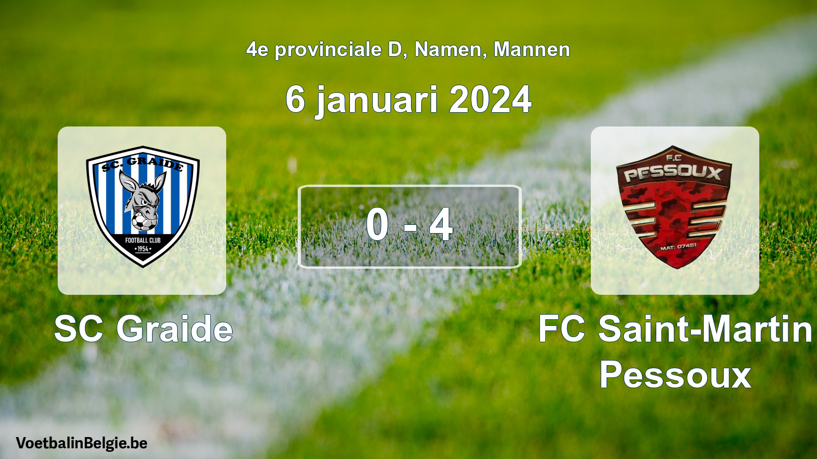 Gespeelde wedstrijd mannenvoetbal: SC Graide - FC Saint-Martin Pessoux 0 - 4 (6 januari 2024)