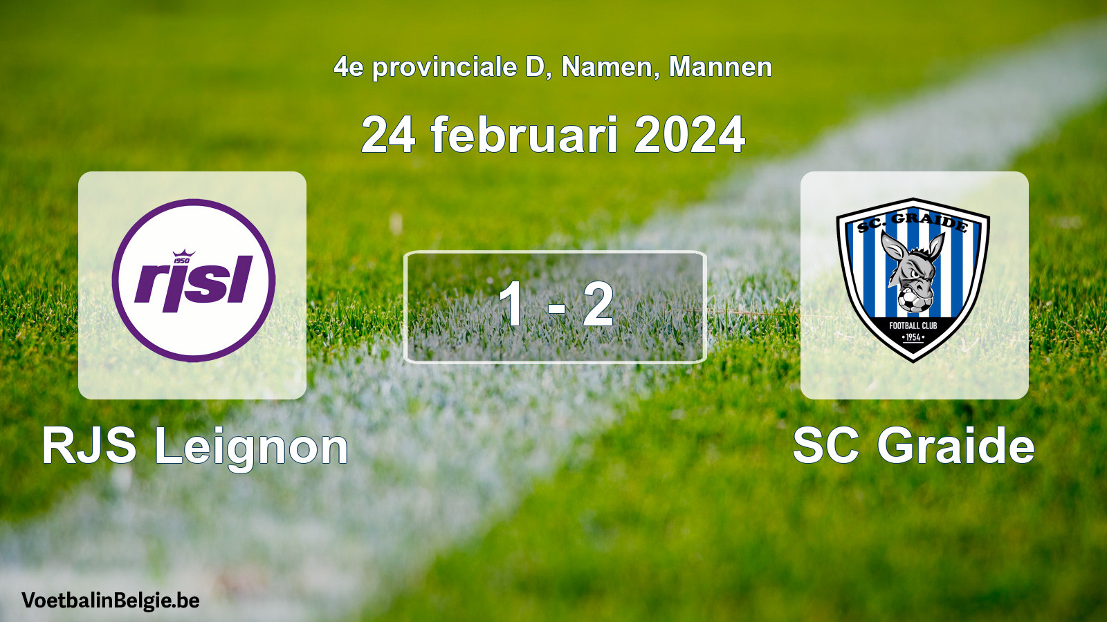 Match joué football hommes: RJS Leignon - SC Graide 1 - 2 (24 février 2024)