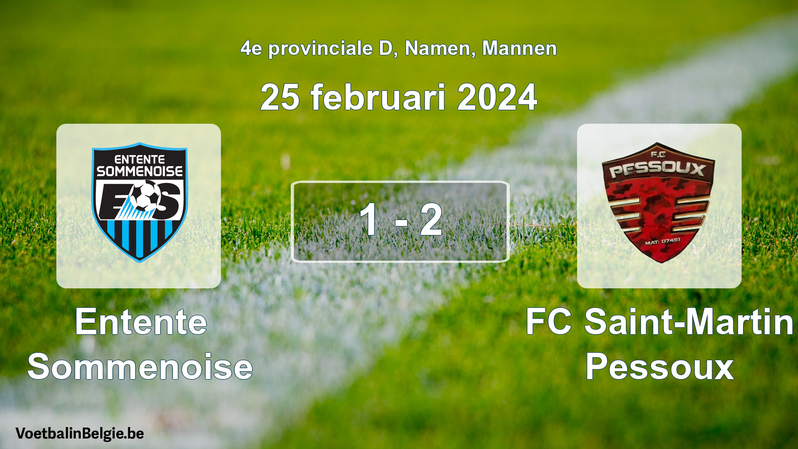 Gespeelde wedstrijd mannenvoetbal: Entente Sommenoise - FC Saint-Martin Pessoux 1 - 2 (25 februari 2024)