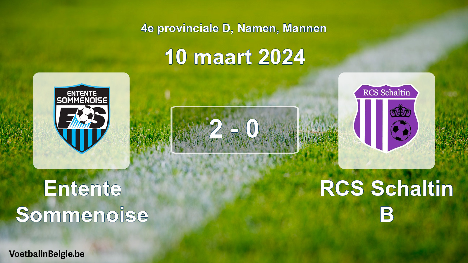 Gespeelde wedstrijd mannenvoetbal: Entente Sommenoise - RCS Schaltin B 2 - 0 (10 maart 2024)