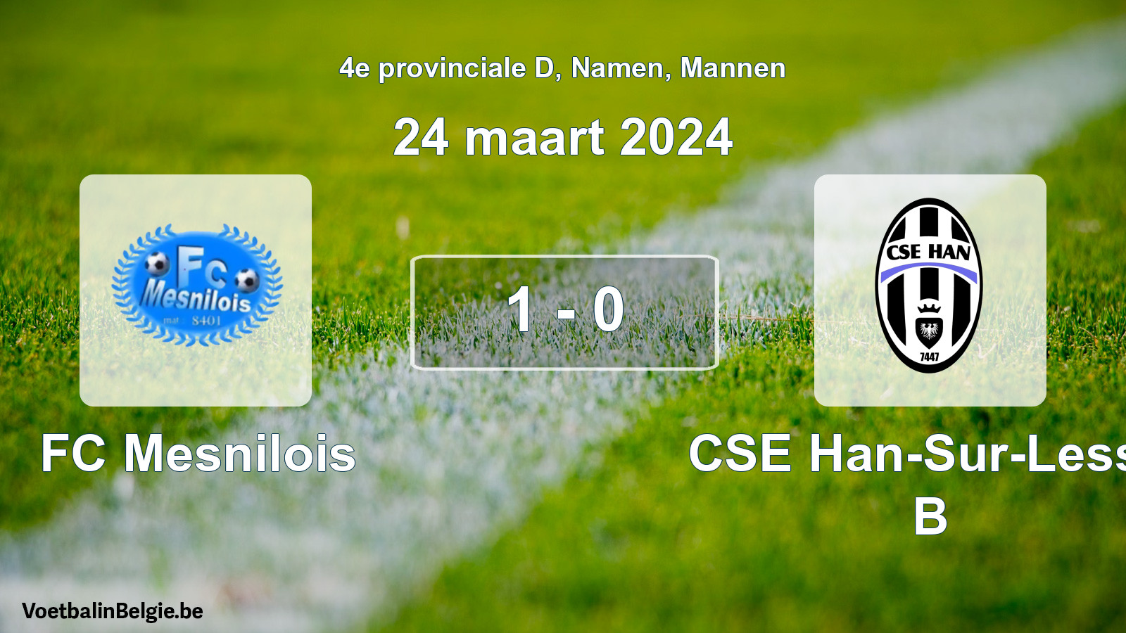 Gespeelde wedstrijd mannenvoetbal: FC Mesnilois - CSE Han-Sur-Lesse B 1 - 0 (24 maart 2024)