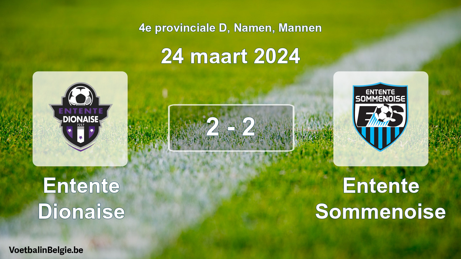 Gespeelde wedstrijd mannenvoetbal: Entente Dionaise - Entente Sommenoise 2 - 2 (24 maart 2024)