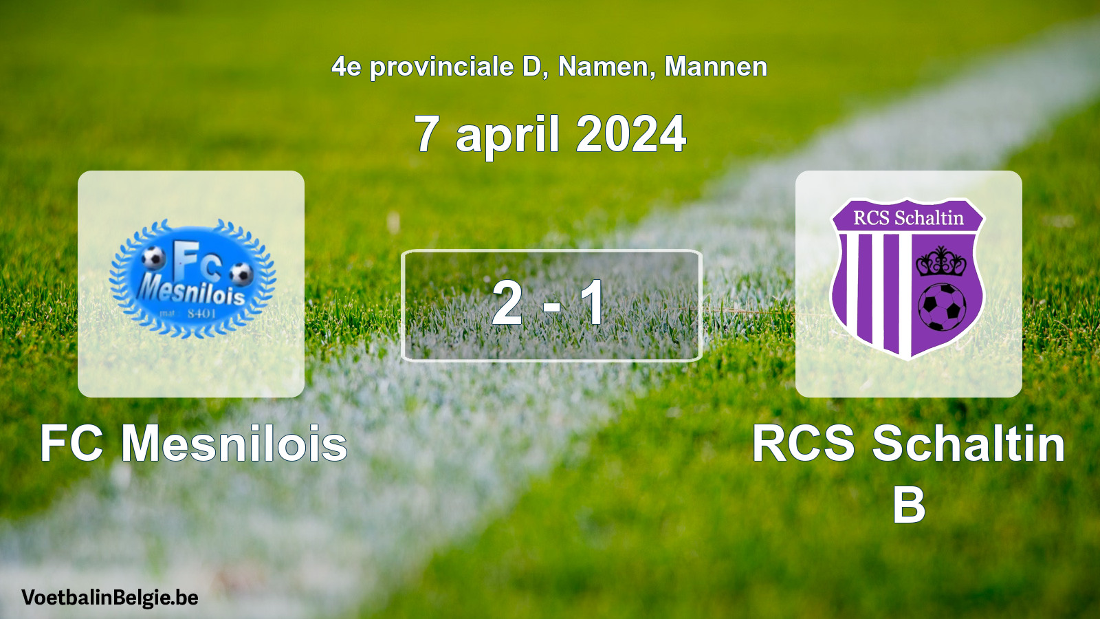 Gespeelde wedstrijd mannenvoetbal: FC Mesnilois - RCS Schaltin B 2 - 1 (7 april 2024)