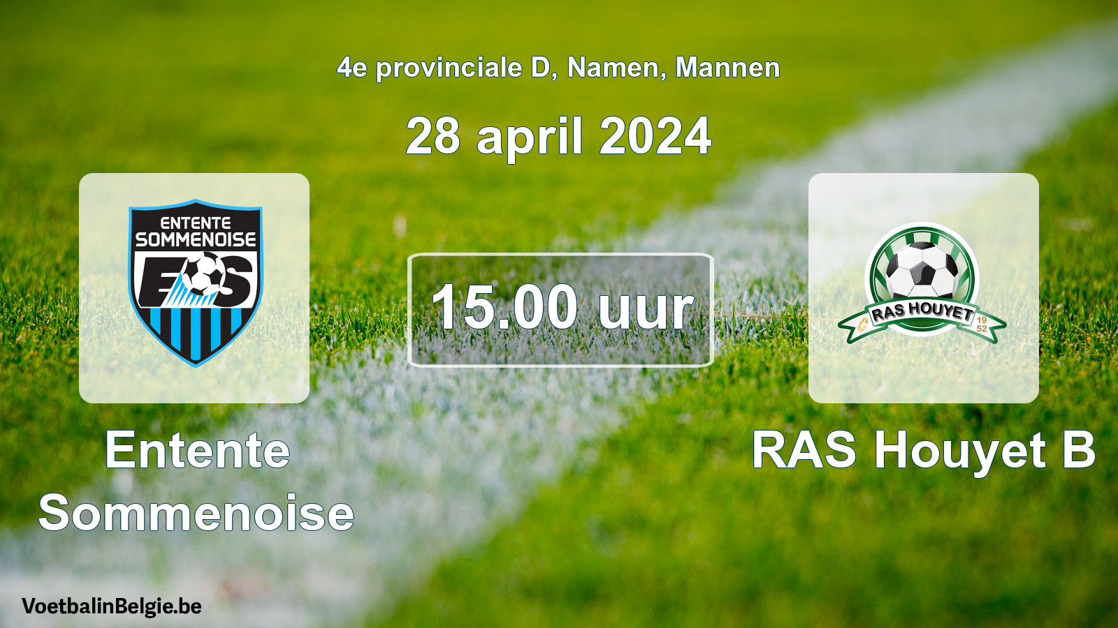 Scheduled match men football: Entente Sommenoise - RAS Houyet B (28 April 2024)