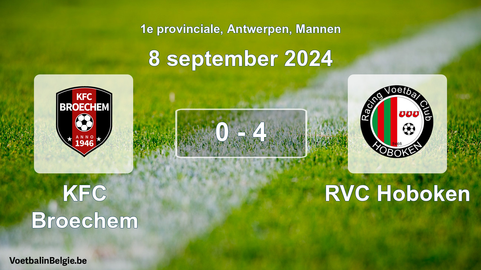 Gespeelde wedstrijd mannenvoetbal: KFC Broechem - RVC Hoboken 0 - 4 (8 september 2024)