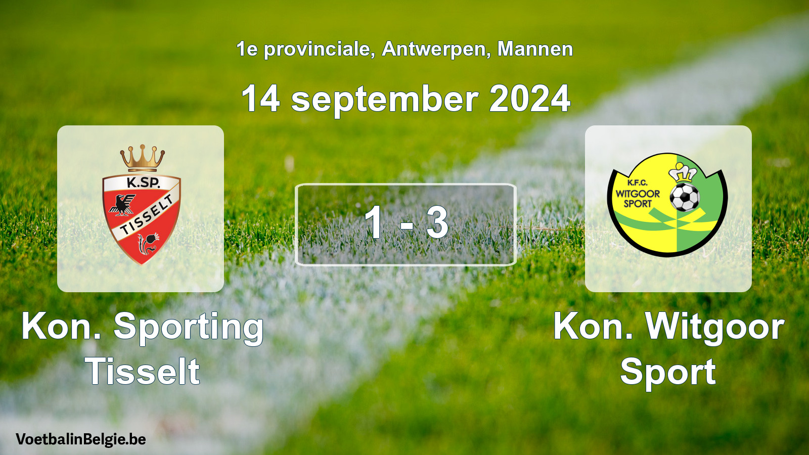 Gespeelde wedstrijd mannenvoetbal: Kon. Sporting Tisselt - Kon. Witgoor Sport 1 - 3 (14 september 2024)