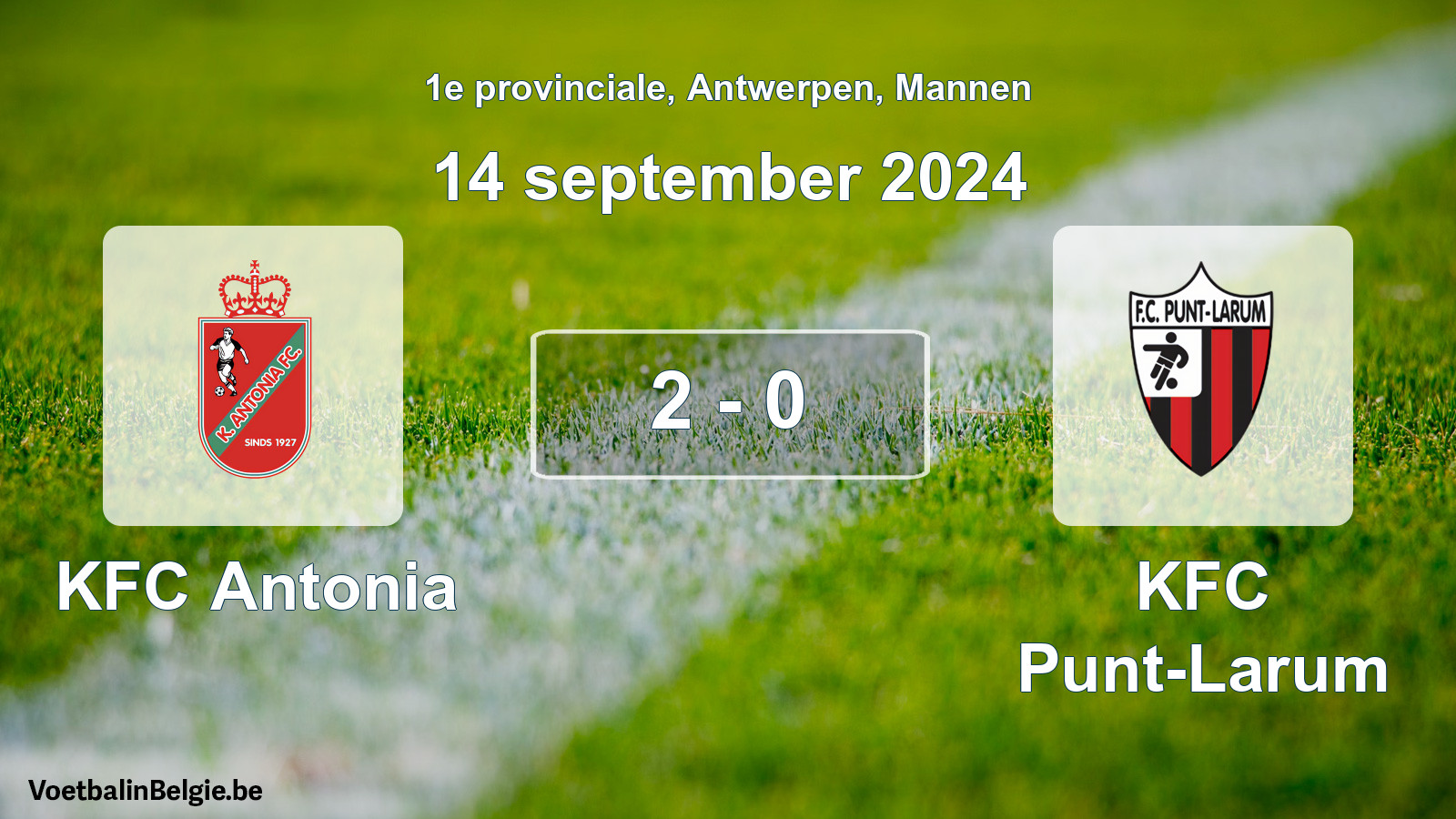 Gespeelde wedstrijd mannenvoetbal: KFC Antonia - KFC Punt-Larum 2 - 0 (14 september 2024)