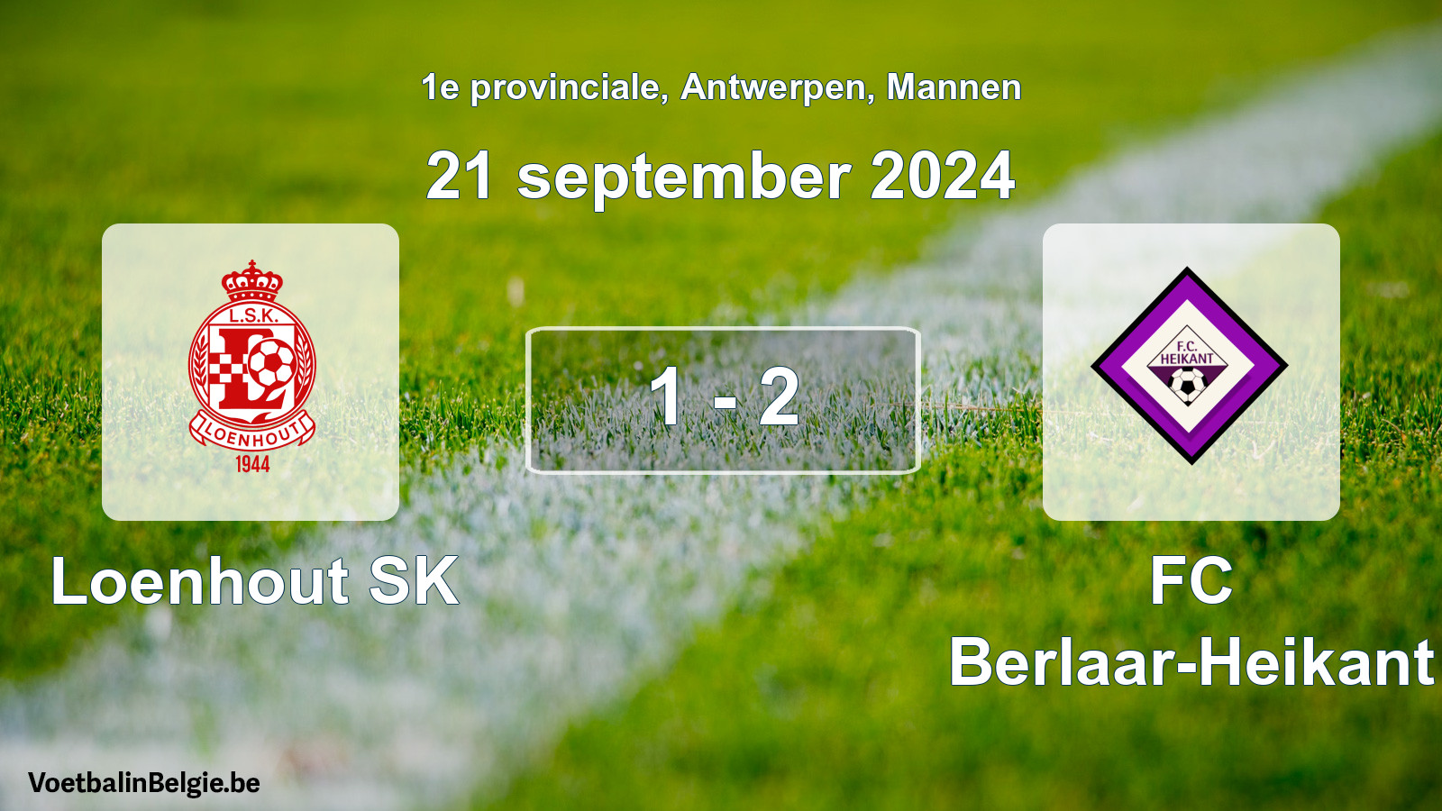 Gespeelde wedstrijd mannenvoetbal: Loenhout SK - FC Berlaar-Heikant 1 - 2 (21 september 2024)