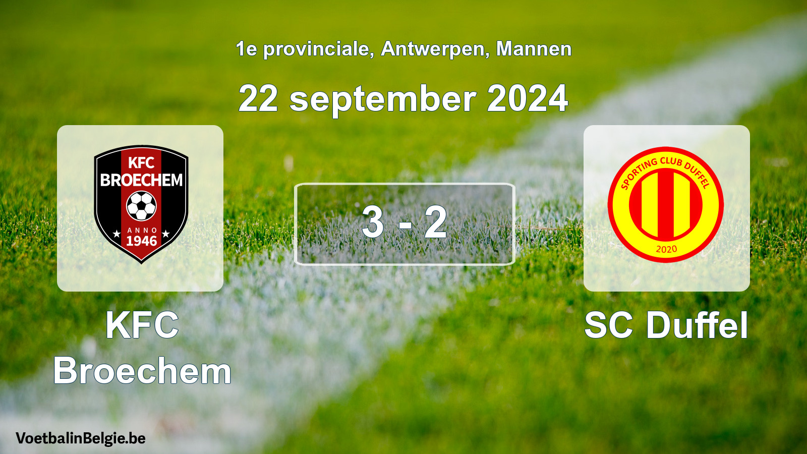 Gespeelde wedstrijd mannenvoetbal: KFC Broechem - SC Duffel 3 - 2 (22 september 2024)