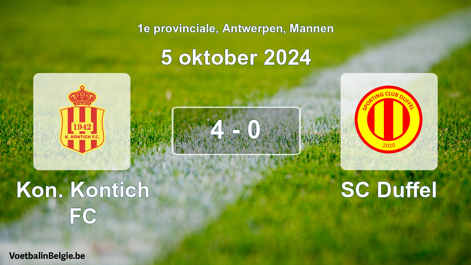 Gespeelde wedstrijd mannenvoetbal: Kon. Kontich FC - SC Duffel 4 - 0 (5 oktober 2024)