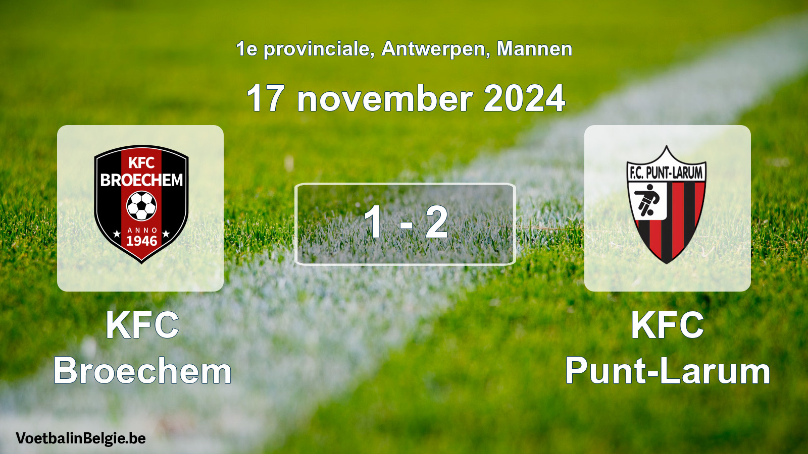 Match joué football hommes: KFC Broechem - KFC Punt-Larum 1 - 2 (17 novembre 2024)