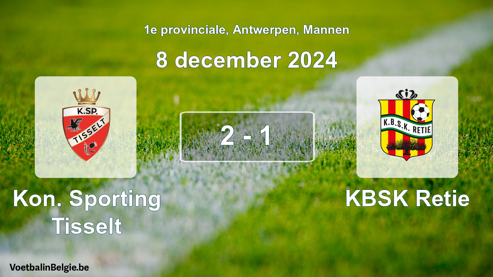 Played match men football: Kon. Sporting Tisselt - KBSK Retie 2 - 1 (8 December 2024)