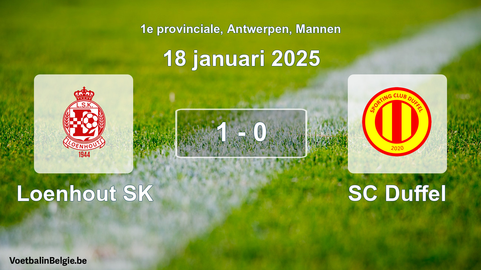 Gespeelde wedstrijd mannenvoetbal: Loenhout SK - SC Duffel 1 - 0 (18 januari 2025)