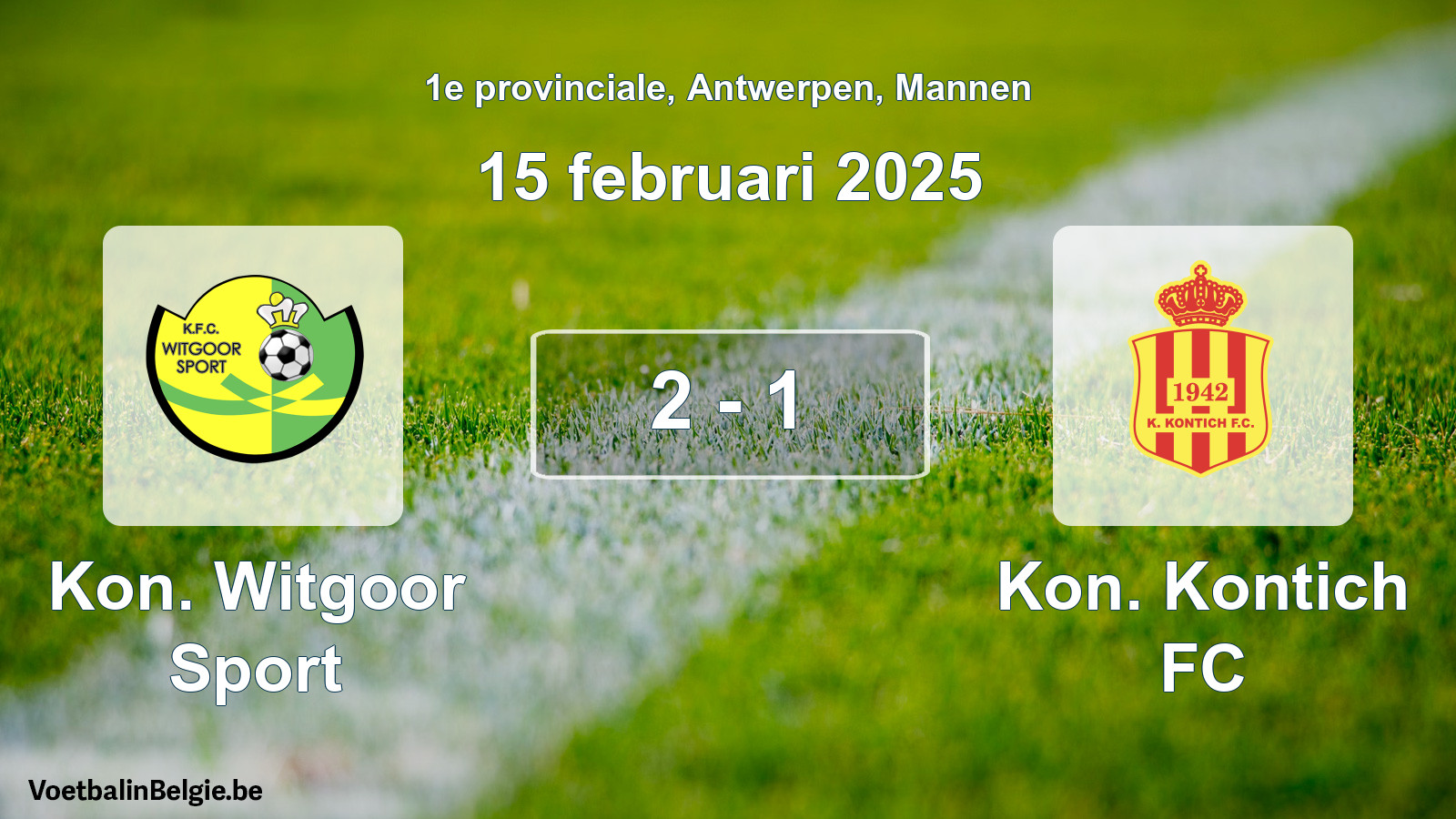 Gespeelde wedstrijd mannenvoetbal: Kon. Witgoor Sport - Kon. Kontich FC 2 - 1 (15 februari 2025)