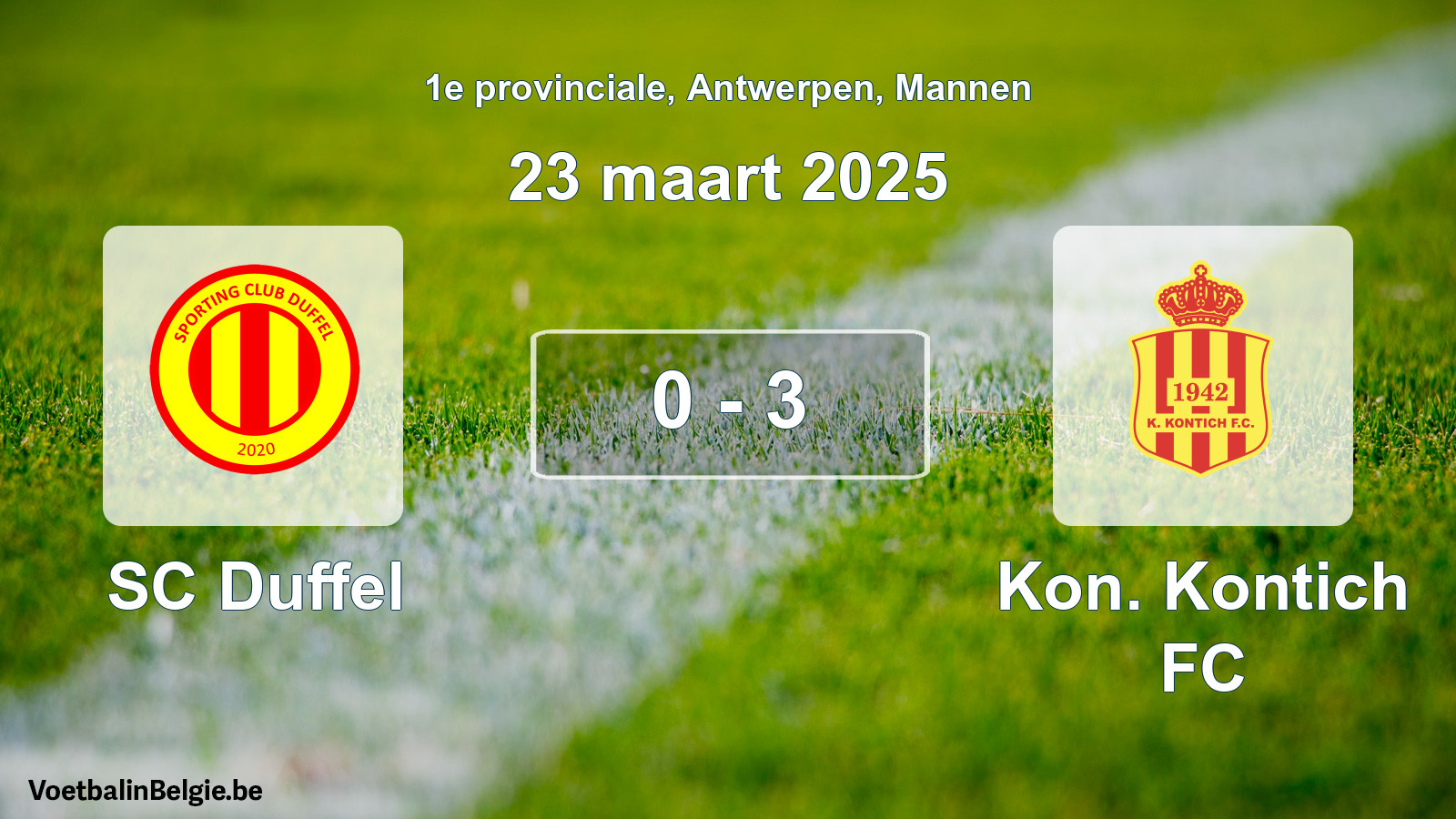 Gespeelde wedstrijd mannenvoetbal: SC Duffel - Kon. Kontich FC 0 - 3 (23 maart 2025)