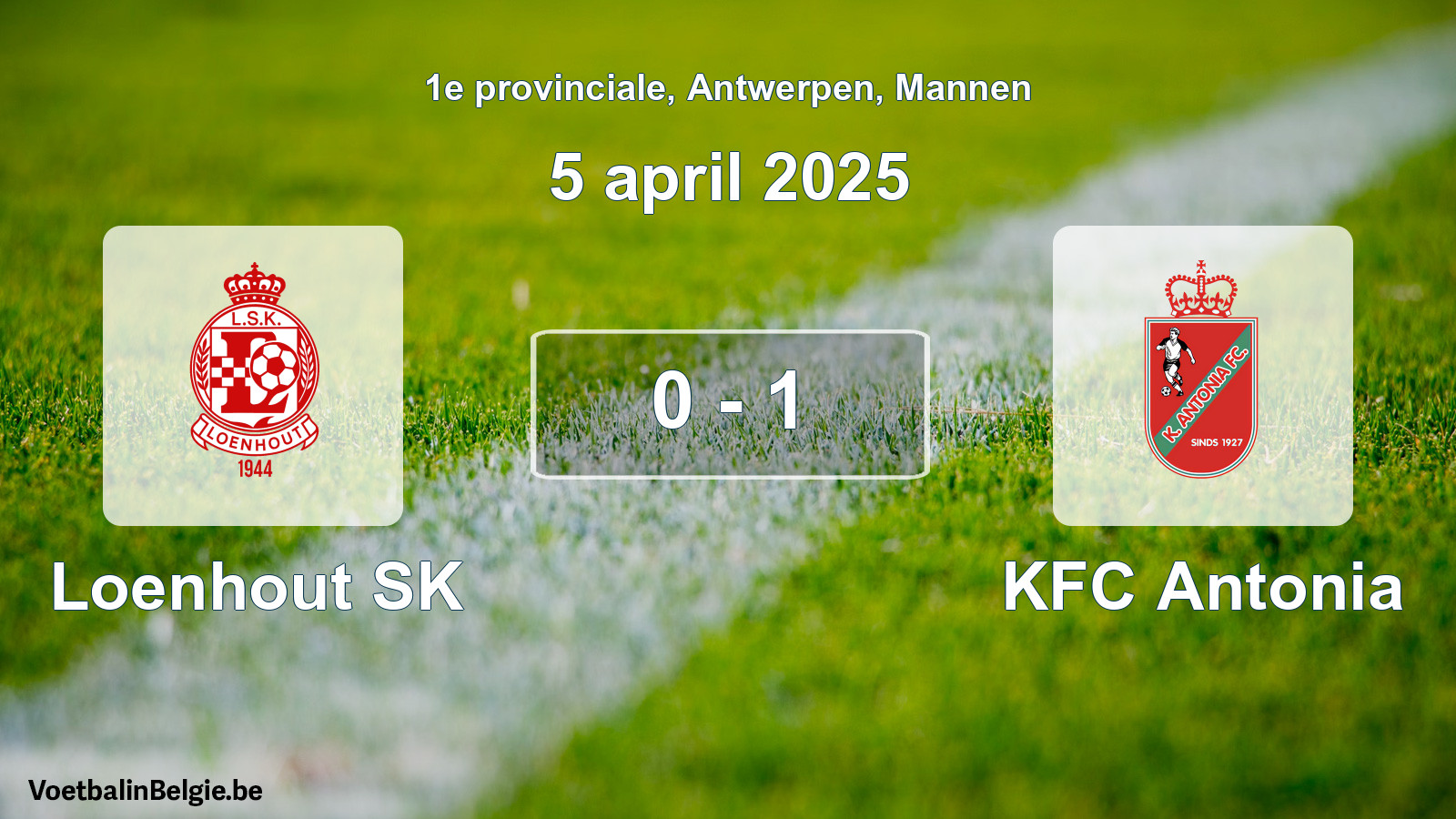Gespeelde wedstrijd mannenvoetbal: Loenhout SK - KFC Antonia 0 - 1 (5 april 2025)