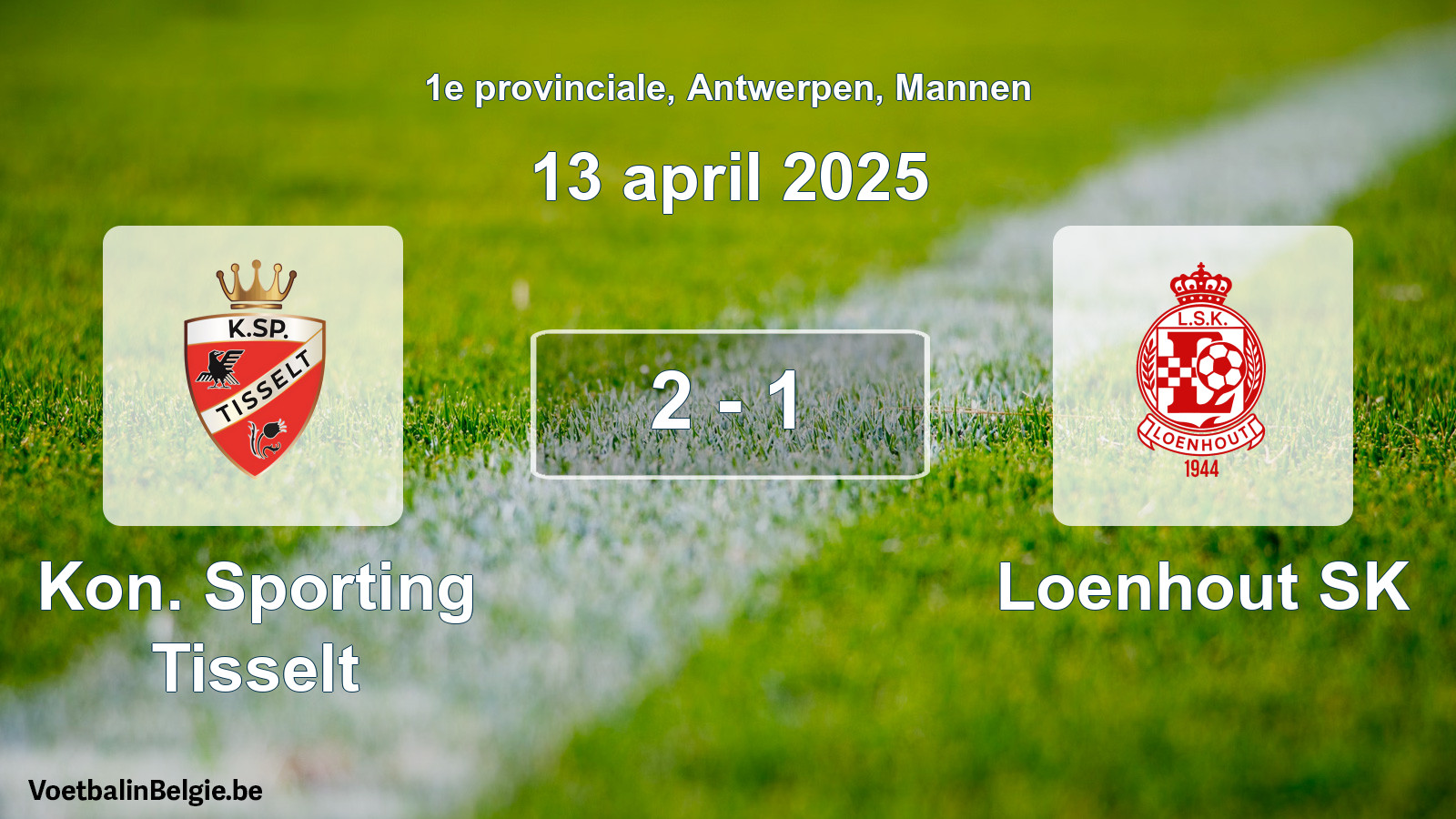 Gespeelde wedstrijd mannenvoetbal: Kon. Sporting Tisselt - Loenhout SK 2 - 1 (13 april 2025)