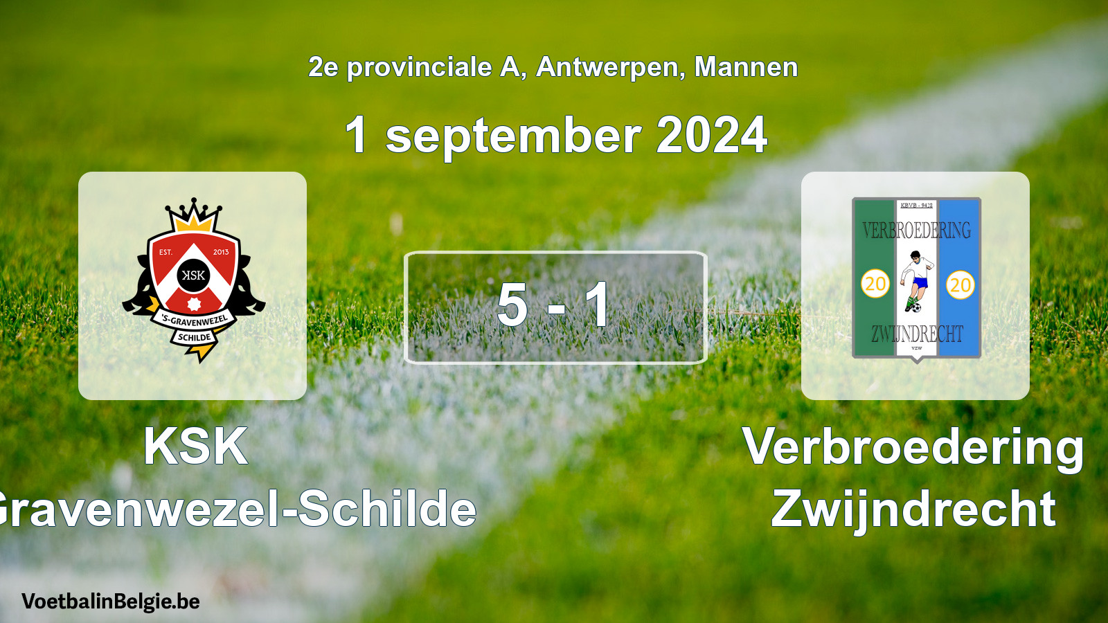 Gespeelde wedstrijd mannenvoetbal: KSK 's-Gravenwezel-Schilde - Verbroedering Zwijndrecht 5 - 1 (1 september 2024)