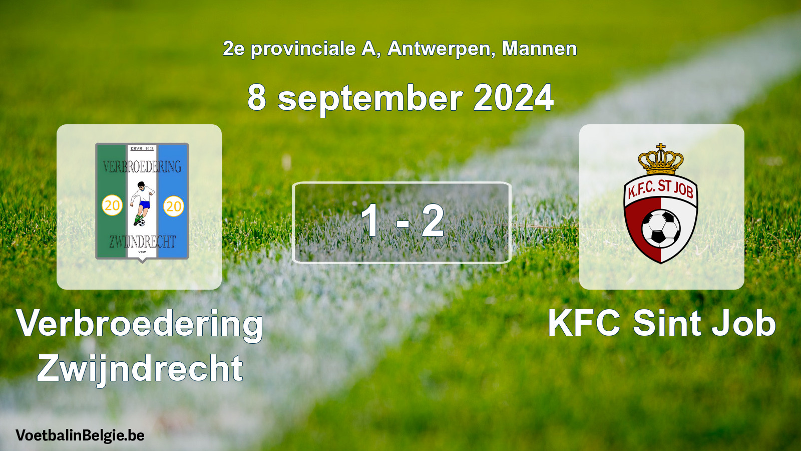 Gespeelde wedstrijd mannenvoetbal: Verbroedering Zwijndrecht - KFC Sint Job 1 - 2 (8 september 2024)