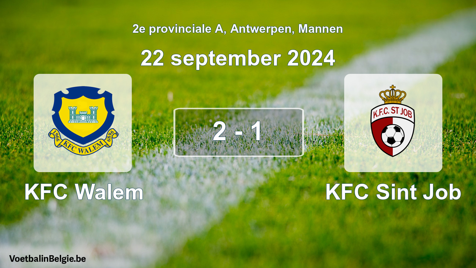 Gespeelde wedstrijd mannenvoetbal: KFC Walem - KFC Sint Job 2 - 1 (22 september 2024)