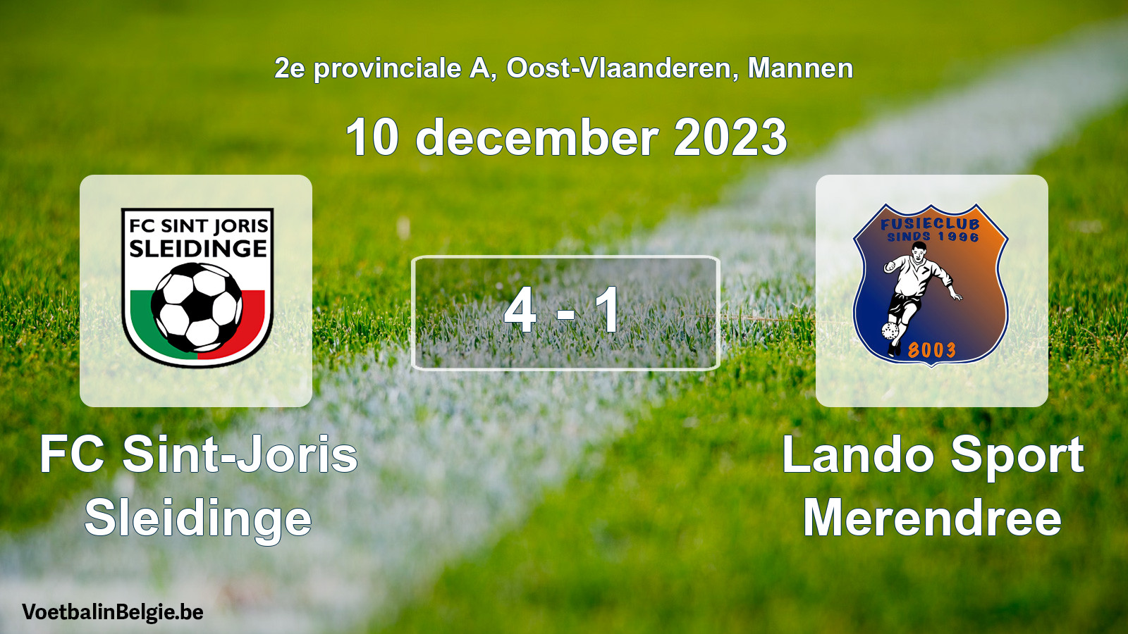 Gespeelde wedstrijd mannenvoetbal: FC Sint-Joris Sleidinge - Lando Sport Merendree 4 - 1 (10 december 2023)