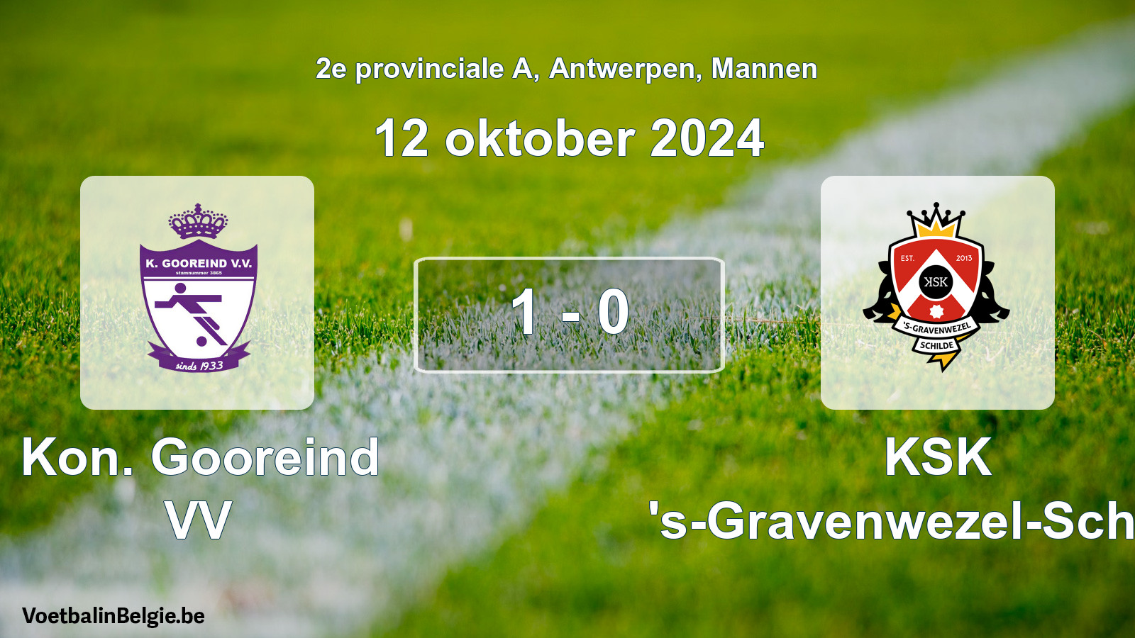 Match joué football hommes: Kon. Gooreind VV - KSK 's-Gravenwezel-Schilde 1 - 0 (12 octobre 2024)