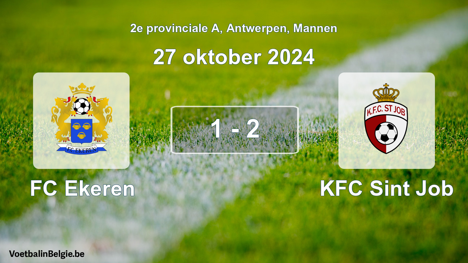 Gespeelde wedstrijd mannenvoetbal: FC Ekeren - KFC Sint Job 1 - 2 (27 oktober 2024)