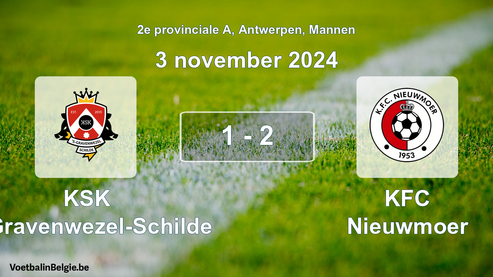 Played match men football: KSK 's-Gravenwezel-Schilde - KFC Nieuwmoer 1 - 2 (3 November 2024)