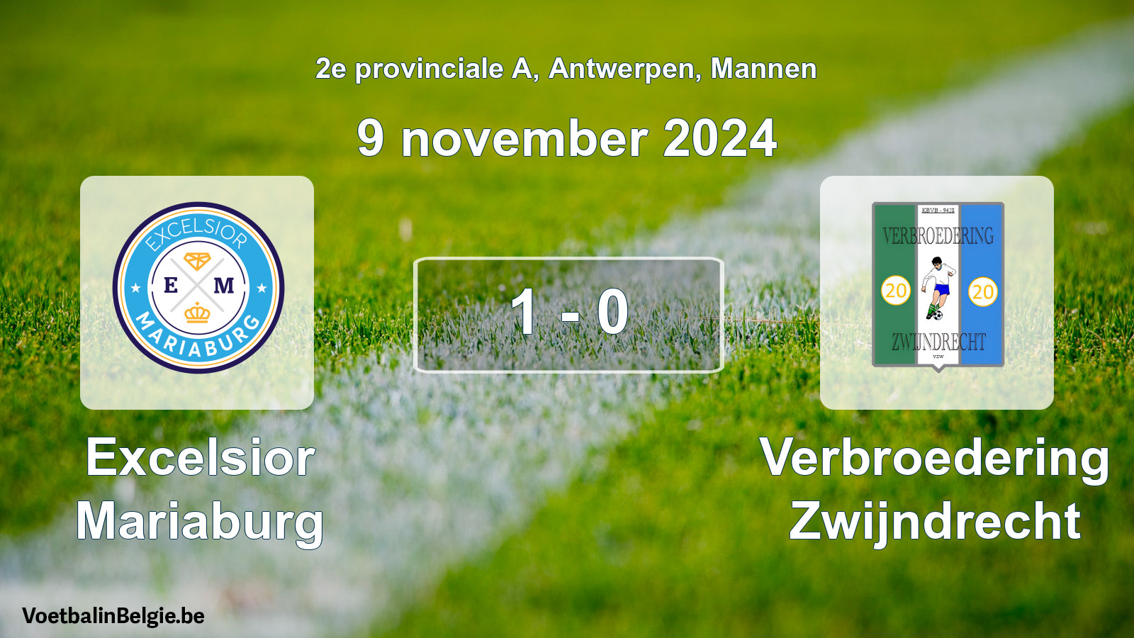 Played match men football: Excelsior Mariaburg - Verbroedering Zwijndrecht 1 - 0 (9 November 2024)