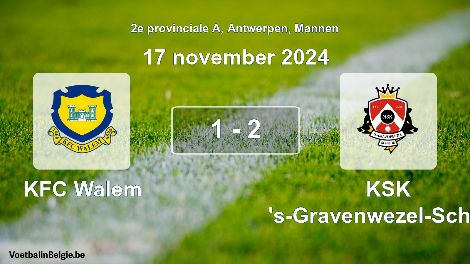 Gespeelde wedstrijd mannenvoetbal: KFC Walem - KSK 's-Gravenwezel-Schilde 1 - 2 (17 november 2024)
