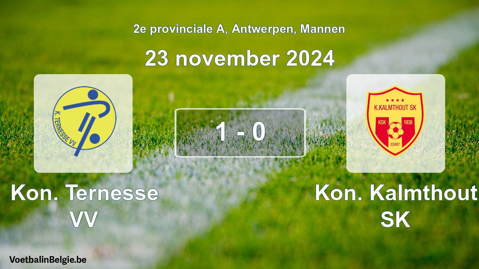 Gespeelde wedstrijd mannenvoetbal: Kon. Ternesse VV - Kon. Kalmthout SK 1 - 0 (23 november 2024)