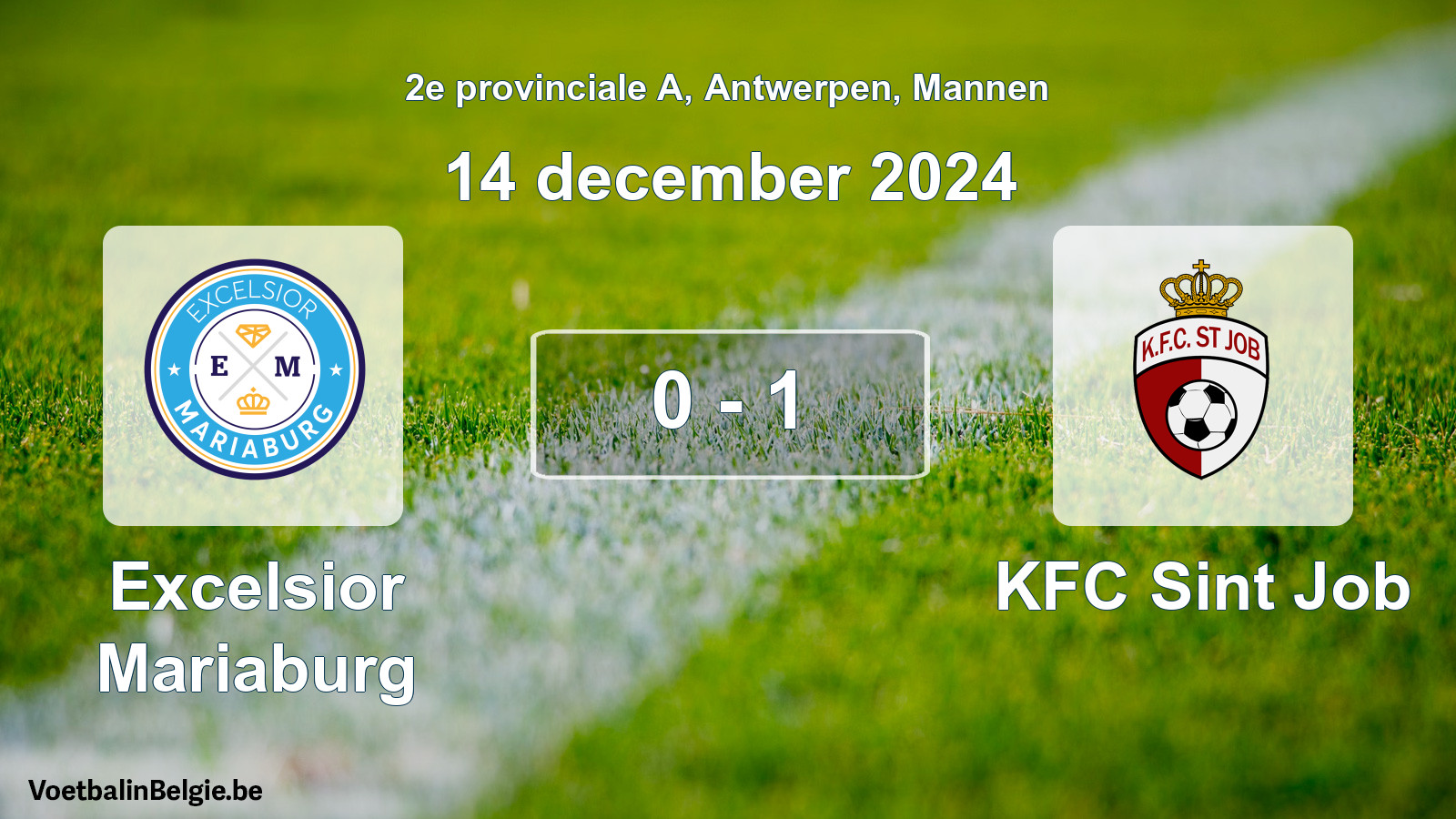 Gespeelde wedstrijd mannenvoetbal: Excelsior Mariaburg - KFC Sint Job 0 - 1 (14 december 2024)